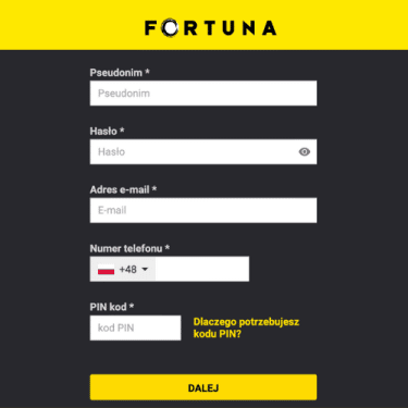 Fortuna rejestracja
