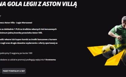 Aston Villa – Legia Warszawa kurs 100.00 na gola Legii