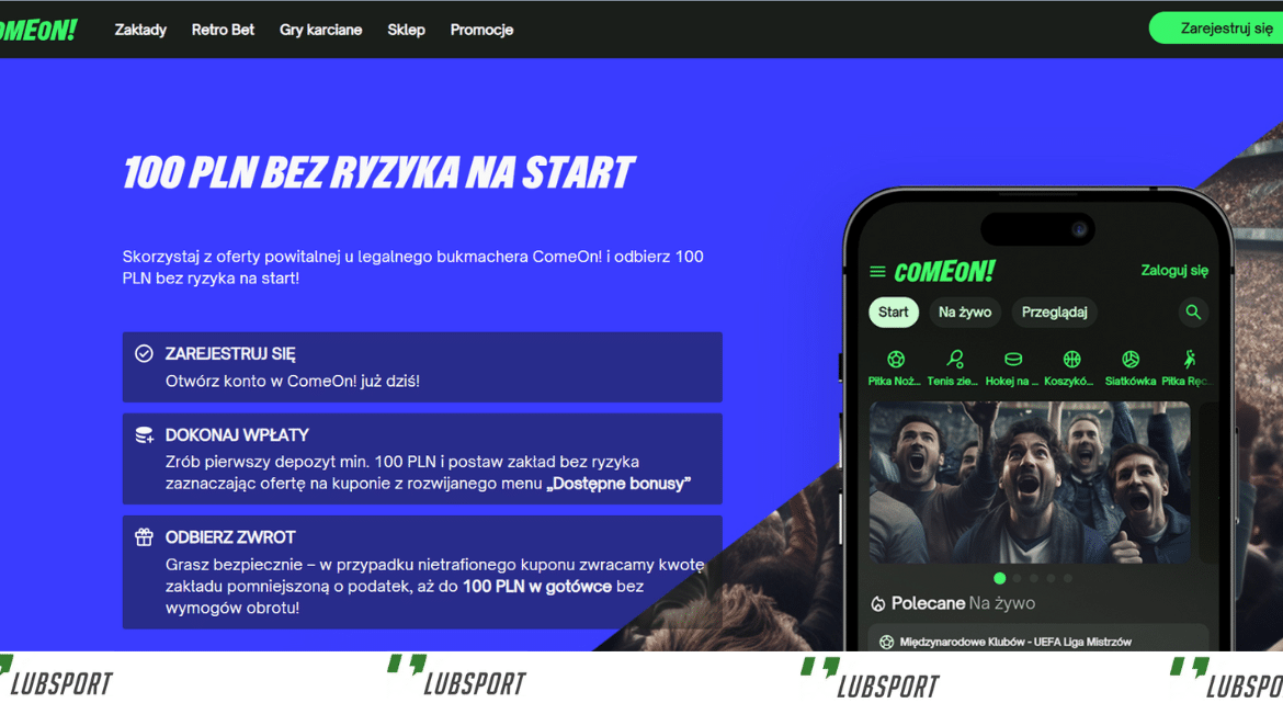 ComeOn rejestracja z bonusem