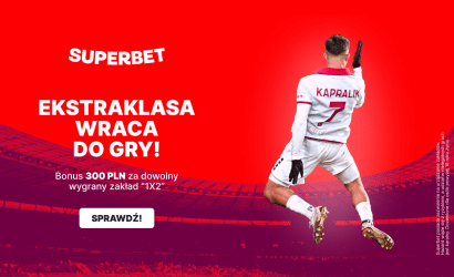 300 zł bonusu od Superbet za wygrany zakład na 20. kolejkę Ekstraklasy