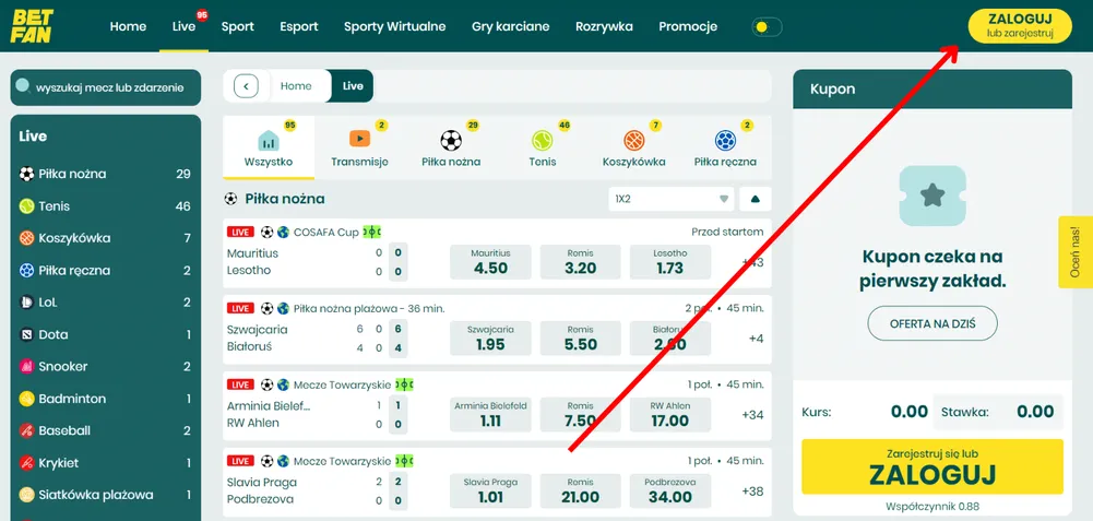 Betfan rejestracja