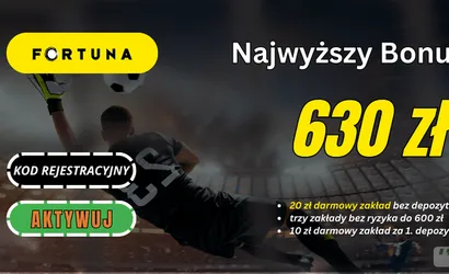 Fortuna freebet bez depozytu: 20 PLN za rejestrację konta