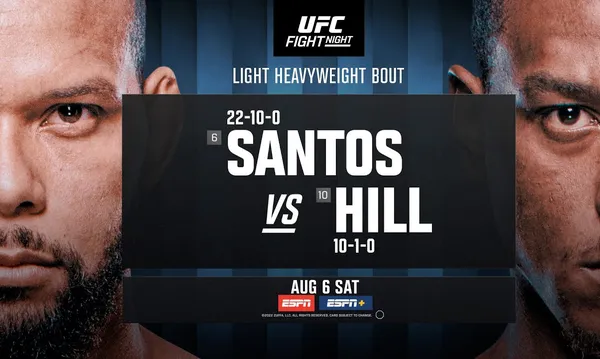 UFC typy bukmacherskie, kursy i zakłady – Santos vs Hill (07.08)
