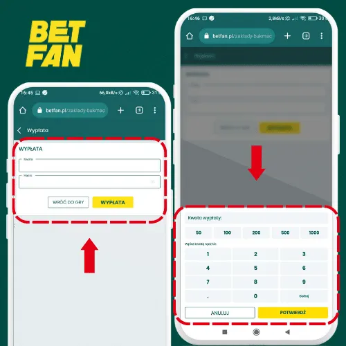 metody wypłaty w Betfan