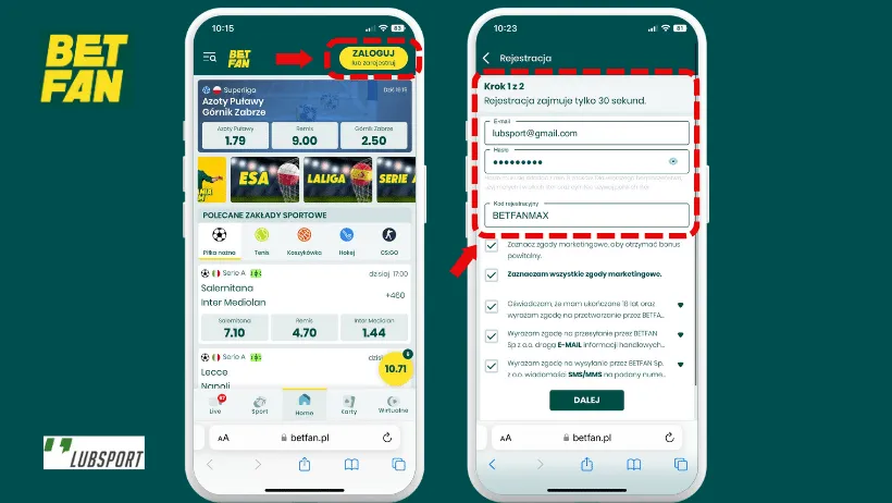 Betfan rejestracja na telefonie