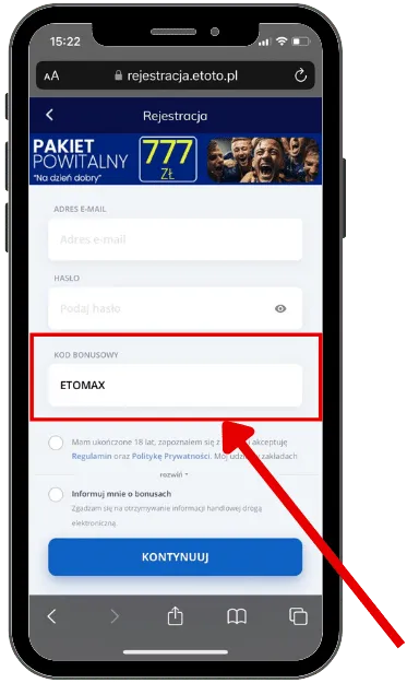 ETOTO kod bonusowy