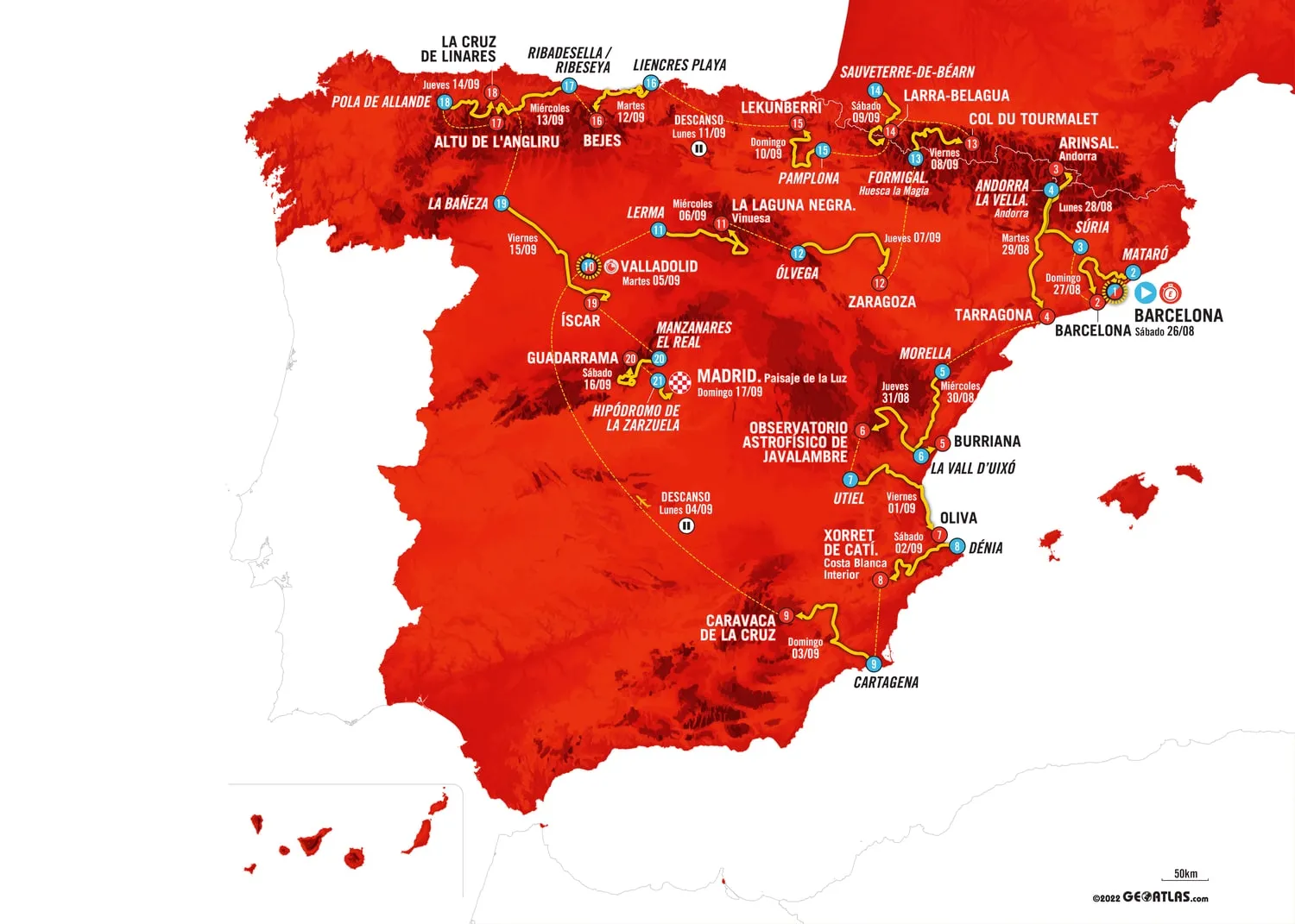 Vuelta Espana 2023 trasa mapa