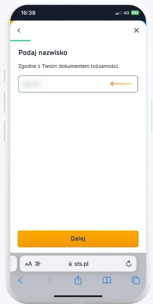 Rejestracja STS KROK 2 