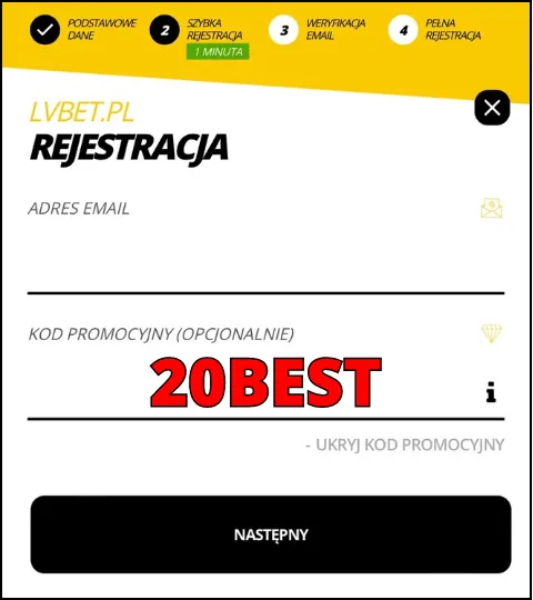 LVBET kod promocyjny 2026: 20BEST &ndash; Bonus 4 321 zł