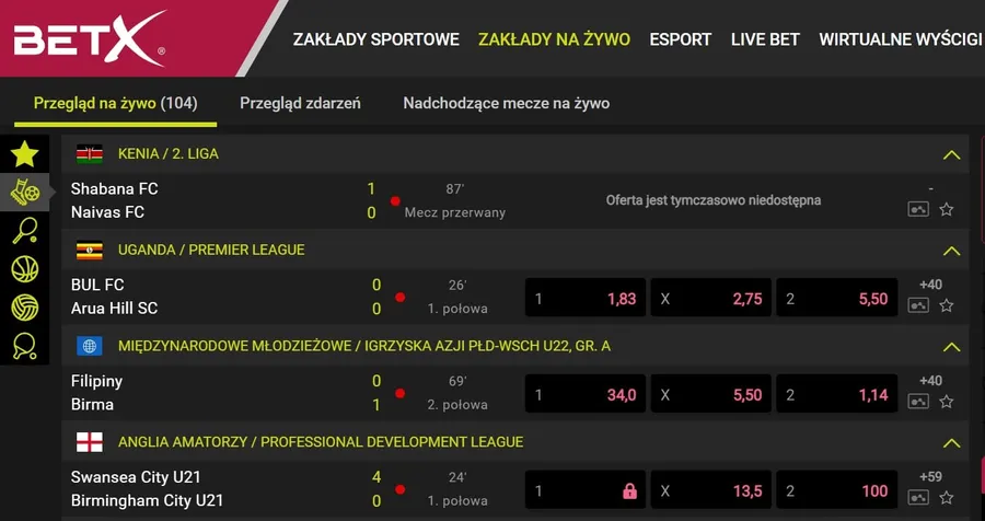 Zakłady live betx
