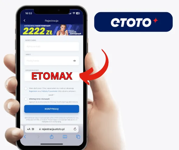 zarejestrować w aplikacji ETOTO