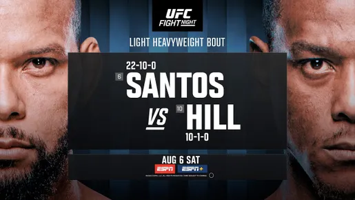 UFC typy bukmacherskie, kursy i zakłady – Santos vs Hill (07.08)