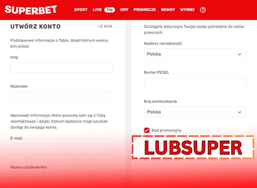 założyć konto w Superbet