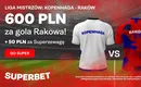 FC Kopenhaga – Raków Częstochowa: kurs 300.00 na gola Rakowa
