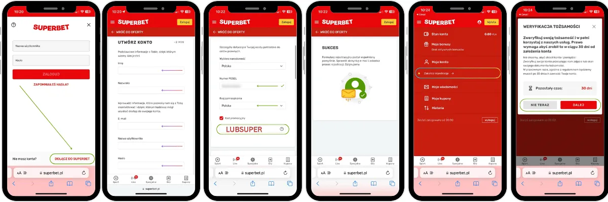 rejestracja z Superbet kodem promocyjnym
