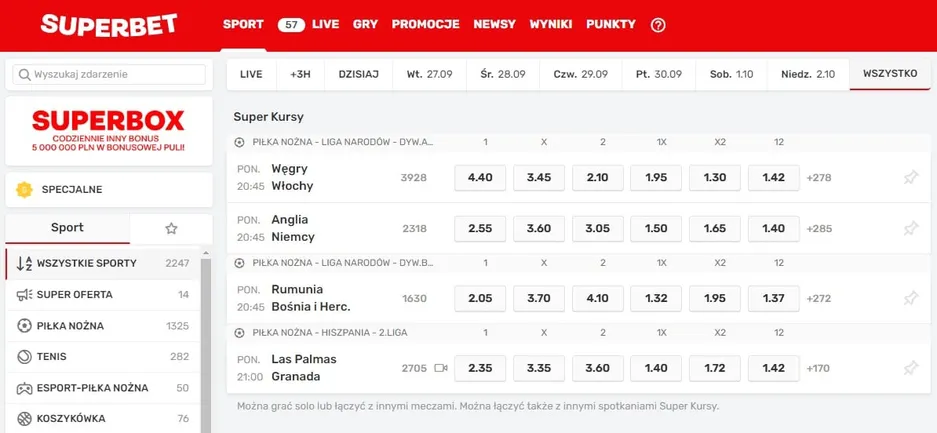 Superbet Oferta zakładów bukmacherskich