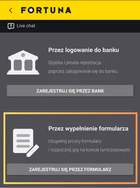 zarejestrować konto z kodem promocyjnym fortuna