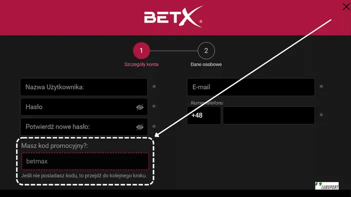 Gdzie wpisać w BetX kod promocyjny