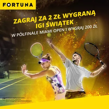Fortuna bonus na wygraną Świątek. Zgarnij za 2 zł aż 200 zł!