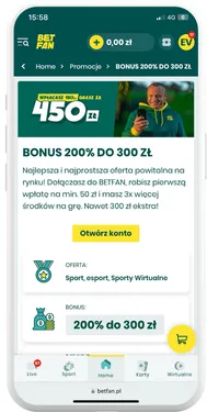 Betfan wpłata na bonus 200%